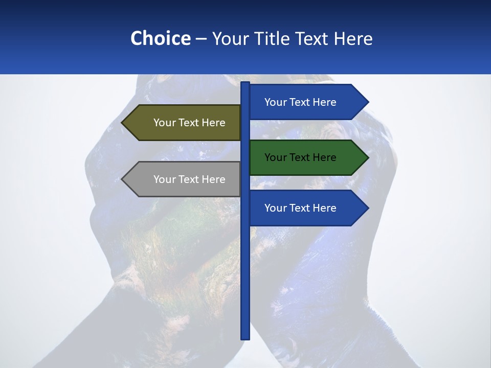 A Person's Hands Are Covered In A Blue And Green Paint PowerPoint Template