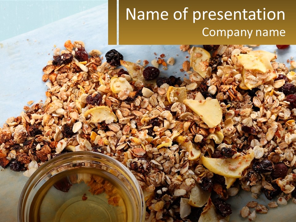 A Bowl Of Granola Next To A Jar Of Fruit PowerPoint Template