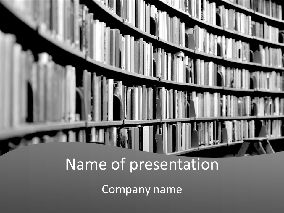 A Library Filled With Lots Of Books Powerpoint Template PowerPoint Template