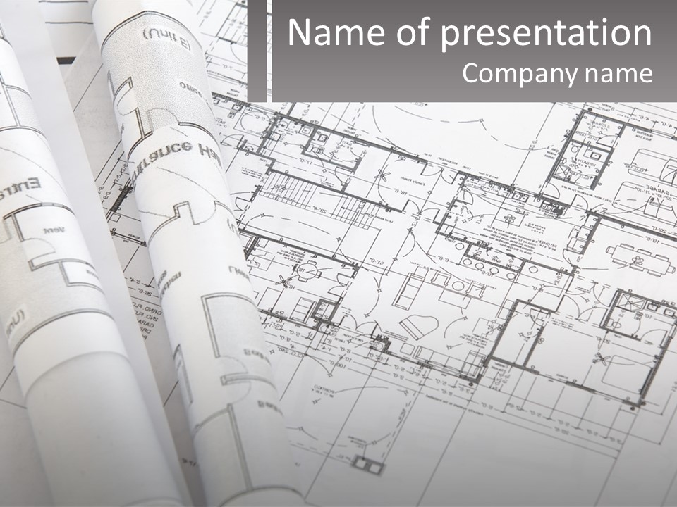 A Bunch Of Blueprints On Top Of A Table PowerPoint Template