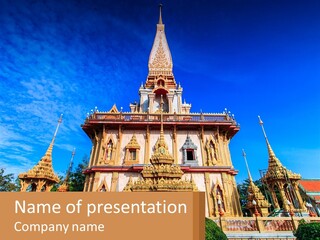 A Large Building With A Spire On Top Of It PowerPoint Template