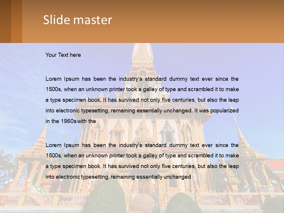 A Large Building With A Spire On Top Of It PowerPoint Template