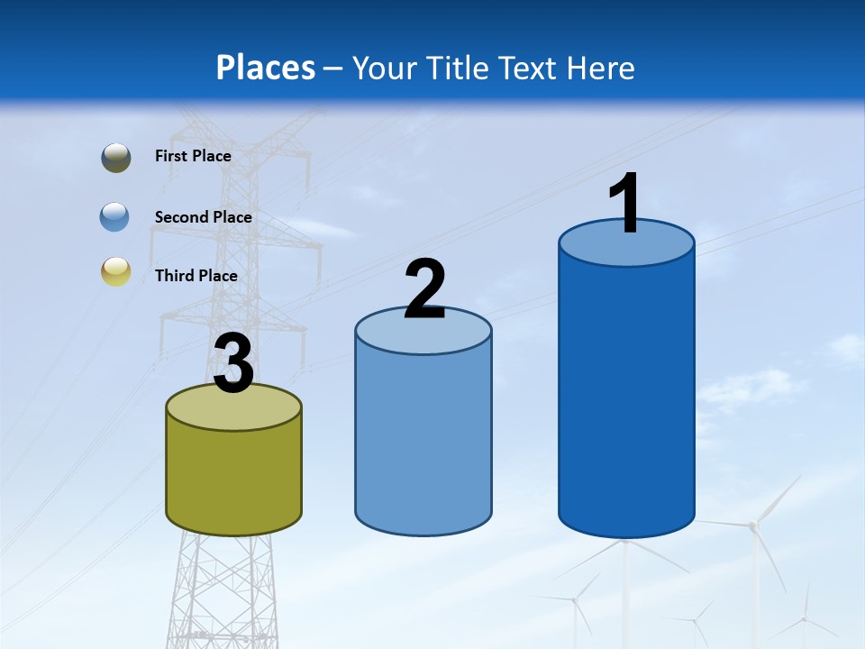 A Power Line With Windmills In The Background PowerPoint Template