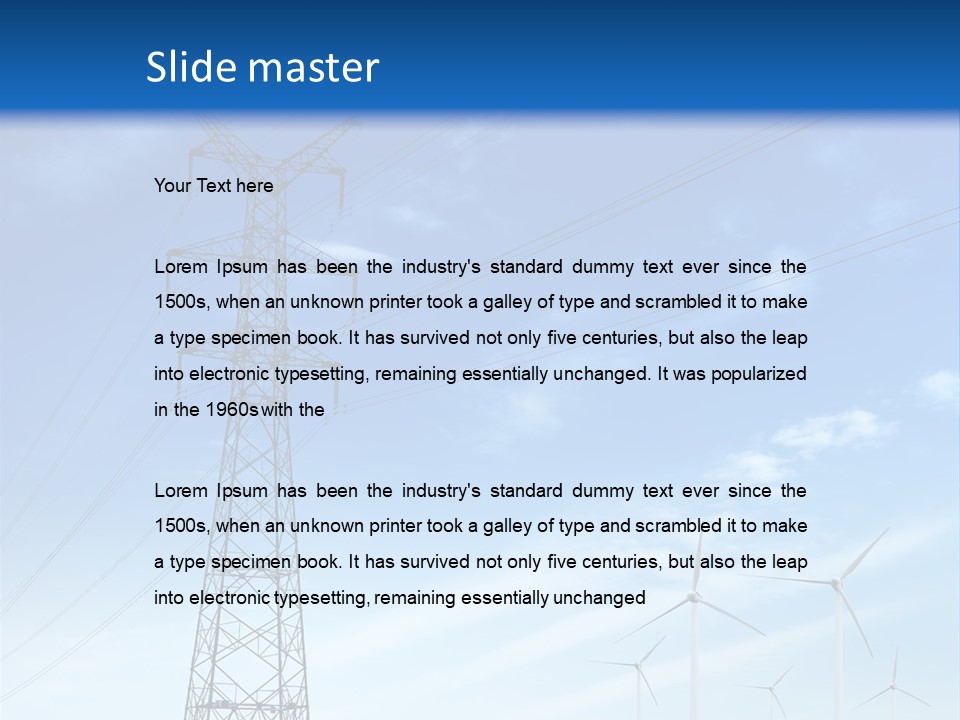 A Power Line With Windmills In The Background PowerPoint Template