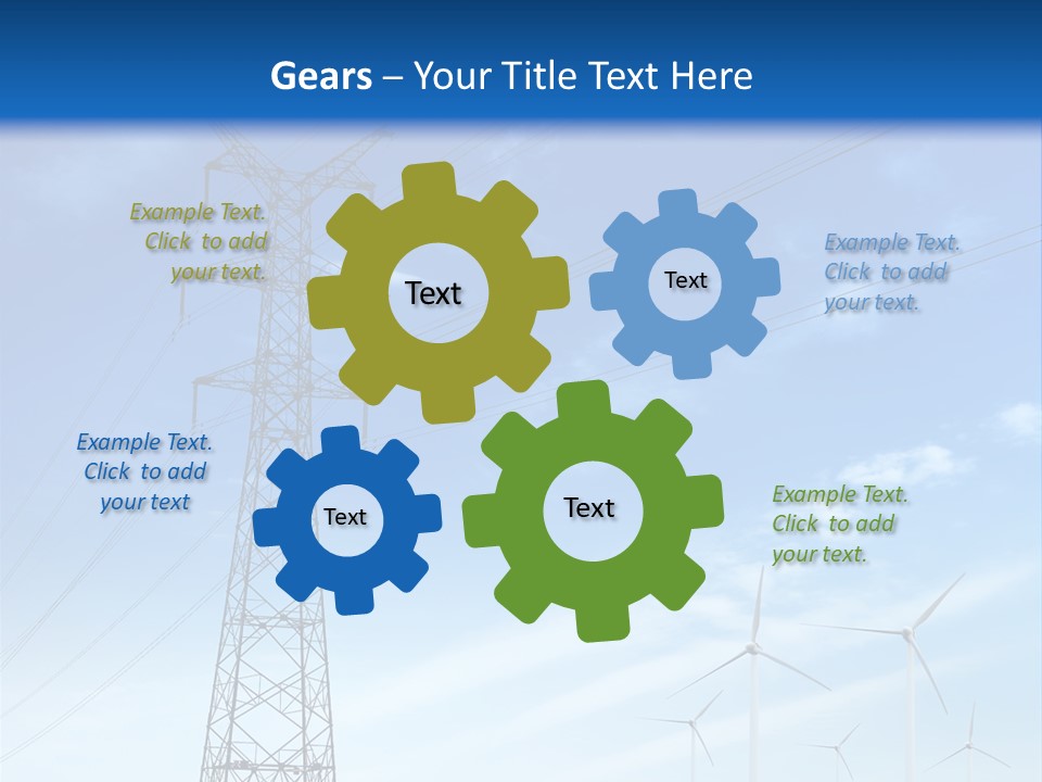 A Power Line With Windmills In The Background PowerPoint Template
