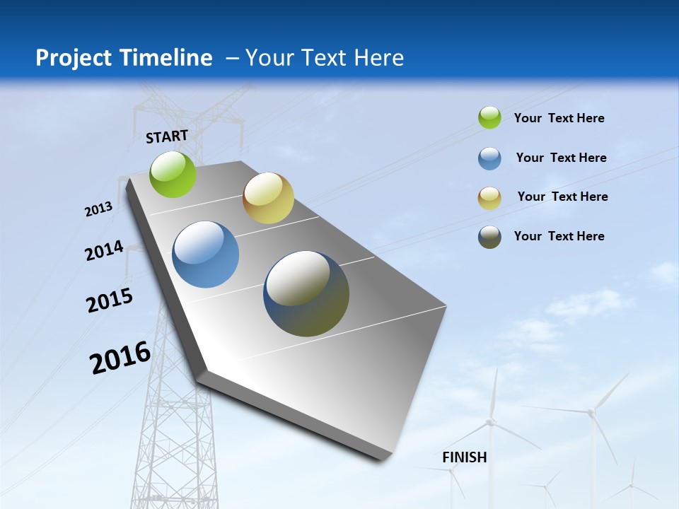 A Power Line With Windmills In The Background PowerPoint Template