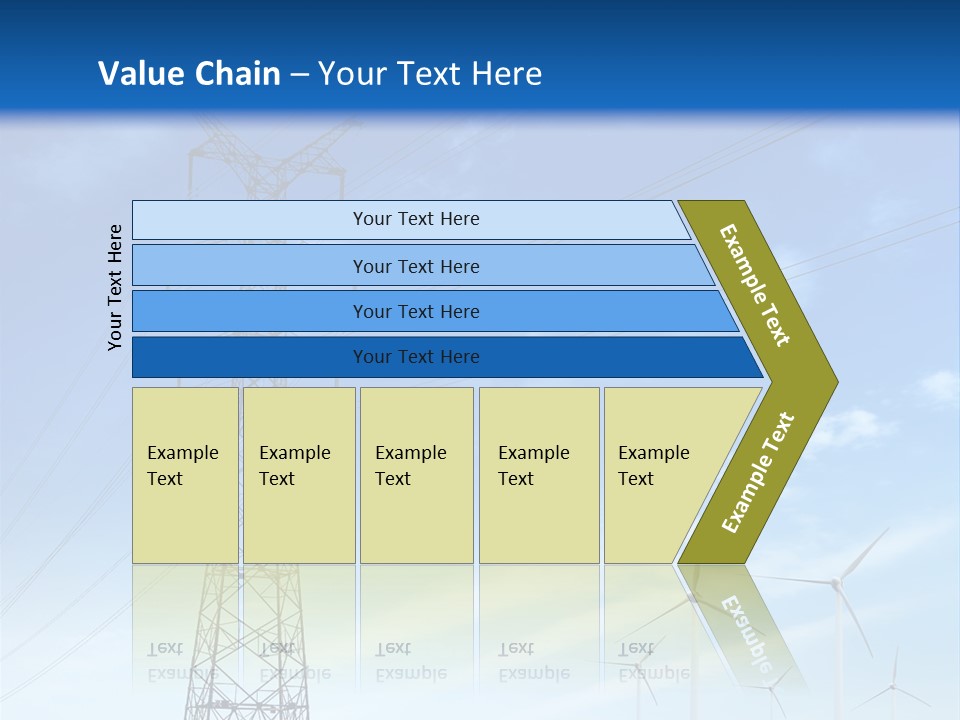 A Power Line With Windmills In The Background PowerPoint Template