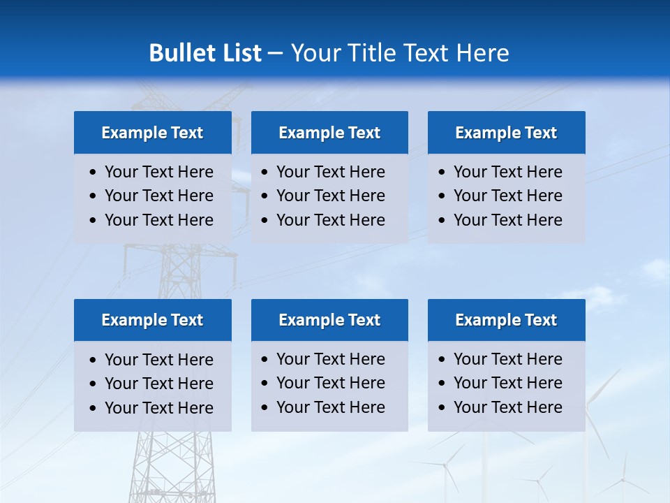 A Power Line With Windmills In The Background PowerPoint Template