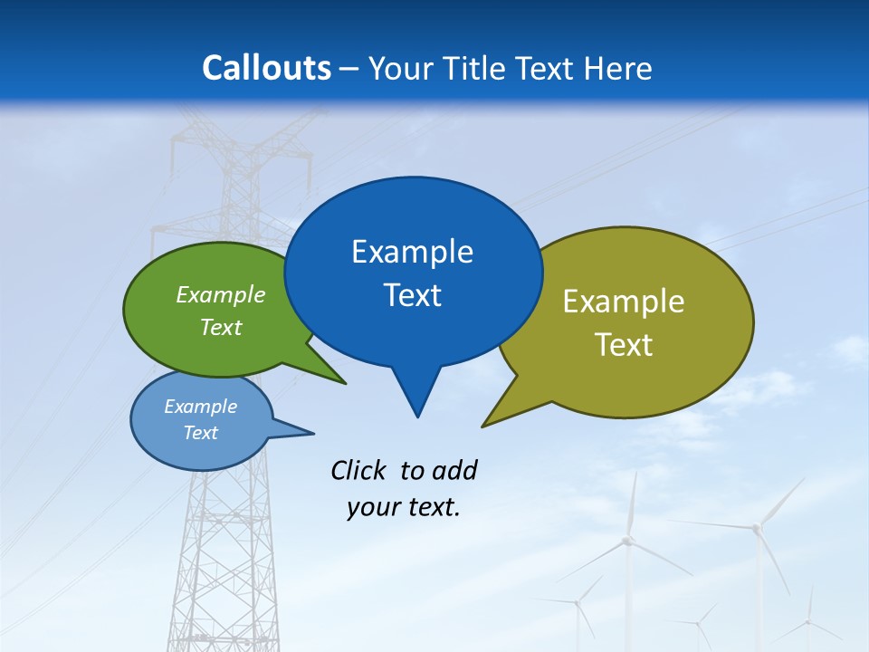 A Power Line With Windmills In The Background PowerPoint Template