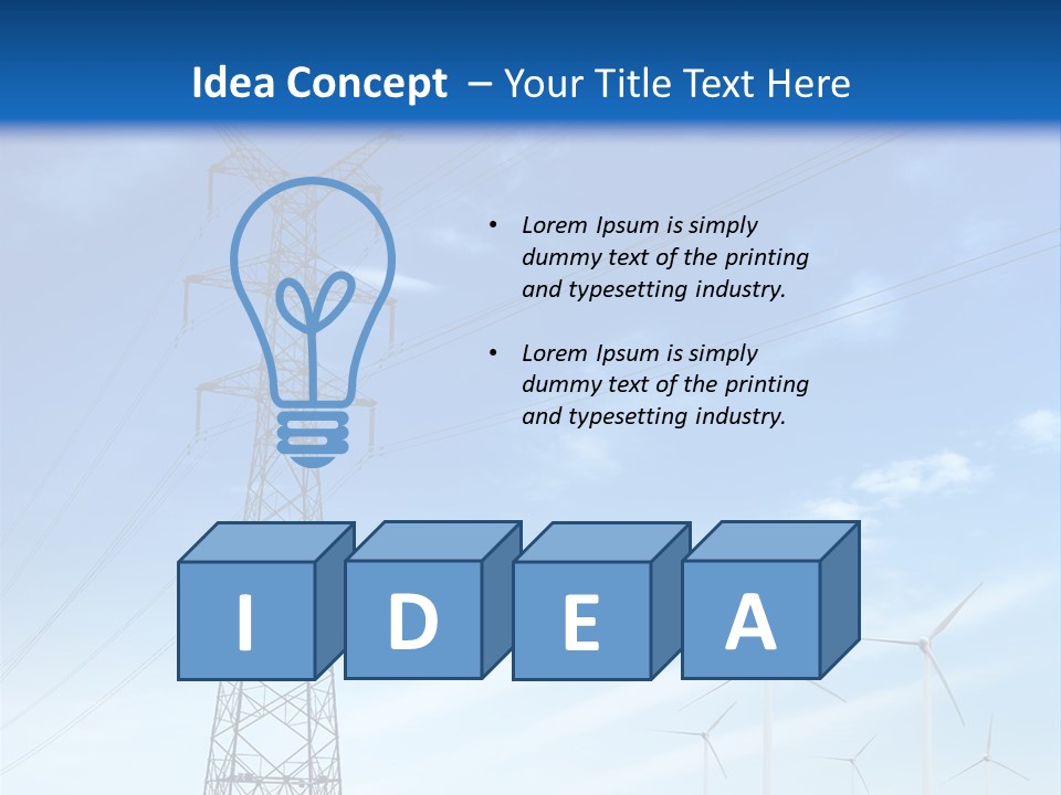 A Power Line With Windmills In The Background PowerPoint Template