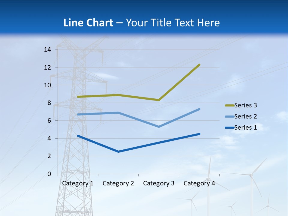 A Power Line With Windmills In The Background PowerPoint Template