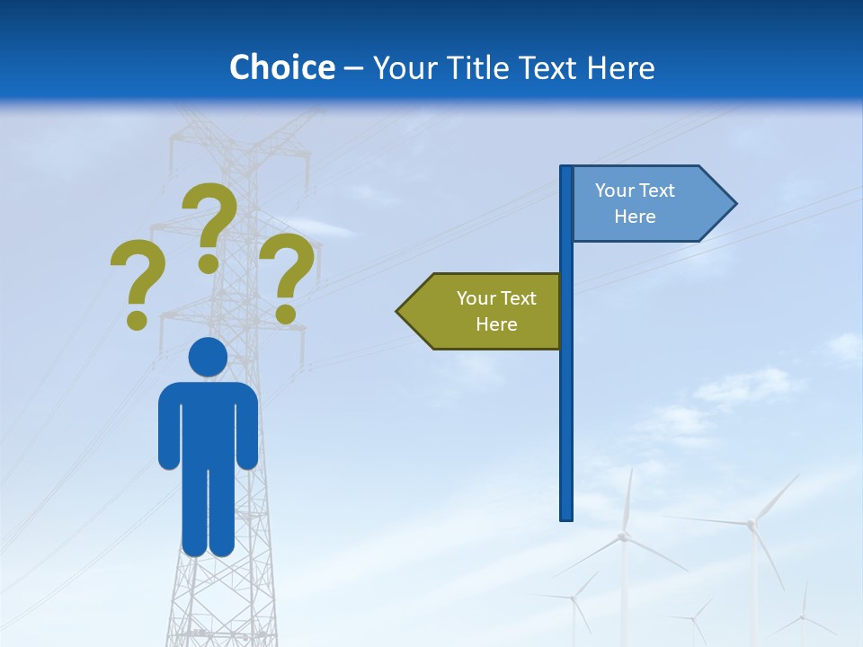 A Power Line With Windmills In The Background PowerPoint Template