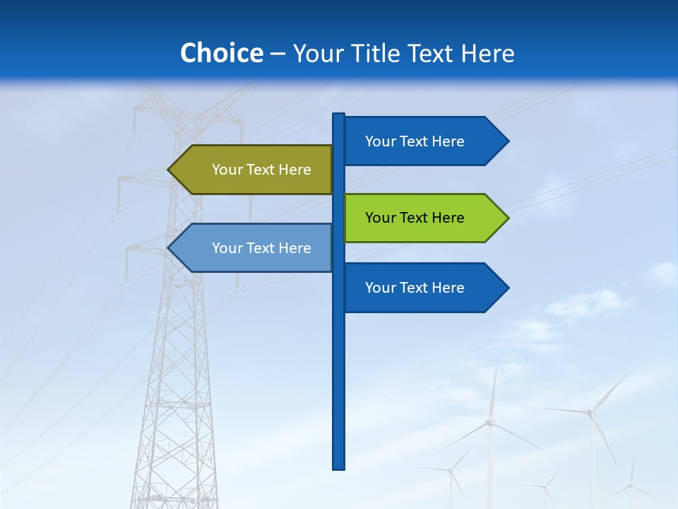 A Power Line With Windmills In The Background PowerPoint Template
