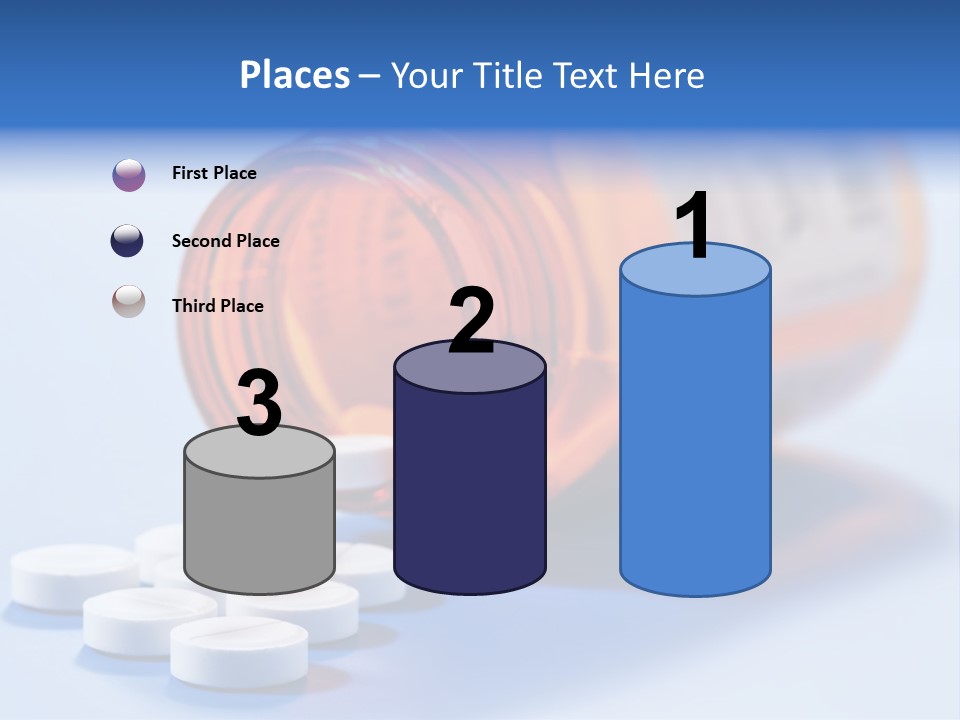 A Bottle Of Pills On A Table With A Blue Background PowerPoint Template