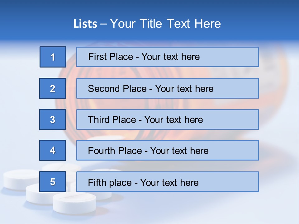 A Bottle Of Pills On A Table With A Blue Background PowerPoint Template