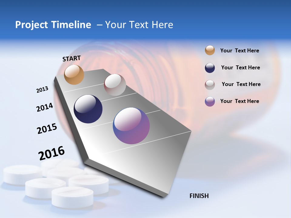 A Bottle Of Pills On A Table With A Blue Background PowerPoint Template