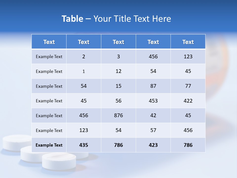A Bottle Of Pills On A Table With A Blue Background PowerPoint Template