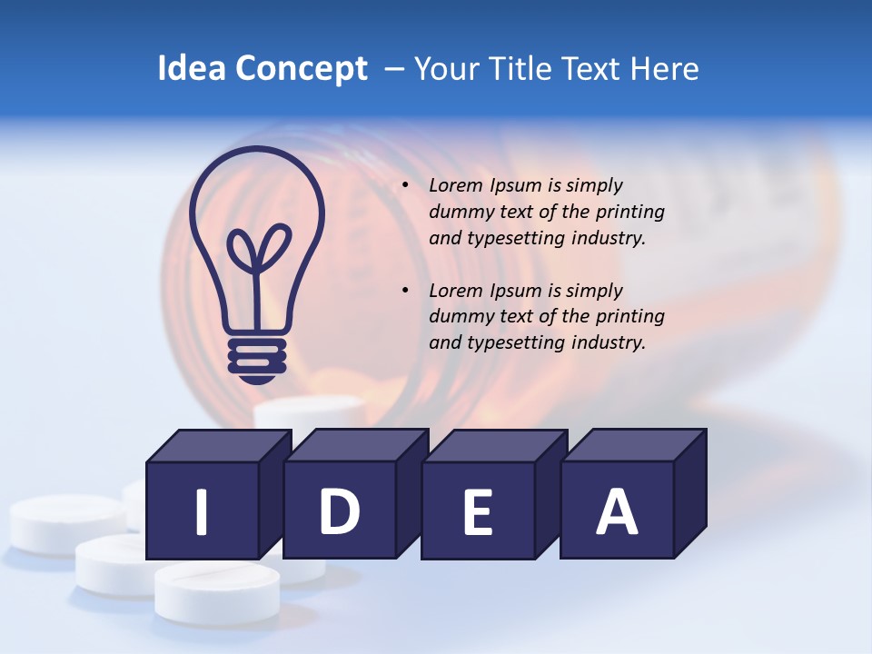 A Bottle Of Pills On A Table With A Blue Background PowerPoint Template