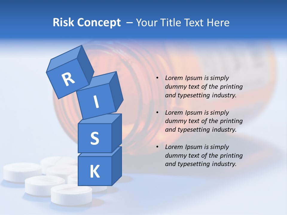 A Bottle Of Pills On A Table With A Blue Background PowerPoint Template