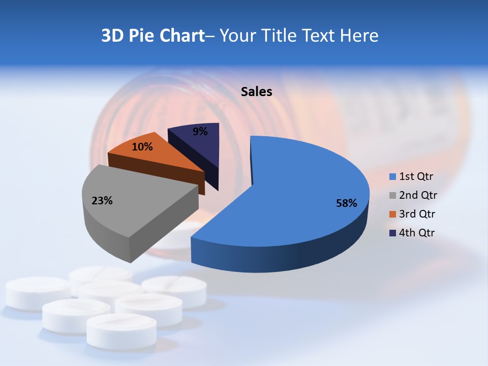 A Bottle Of Pills On A Table With A Blue Background PowerPoint Template