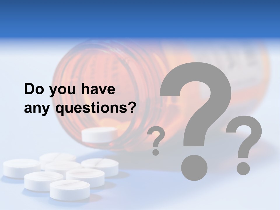 A Bottle Of Pills On A Table With A Blue Background PowerPoint Template