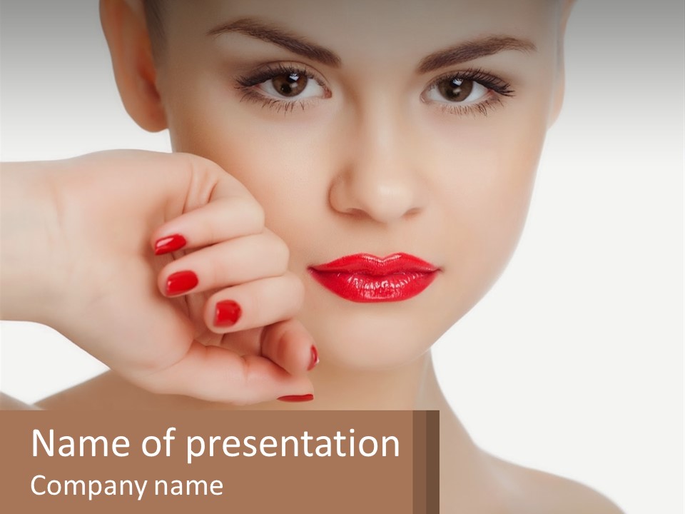 A Woman With A Red Lipstick On Her Lips PowerPoint Template