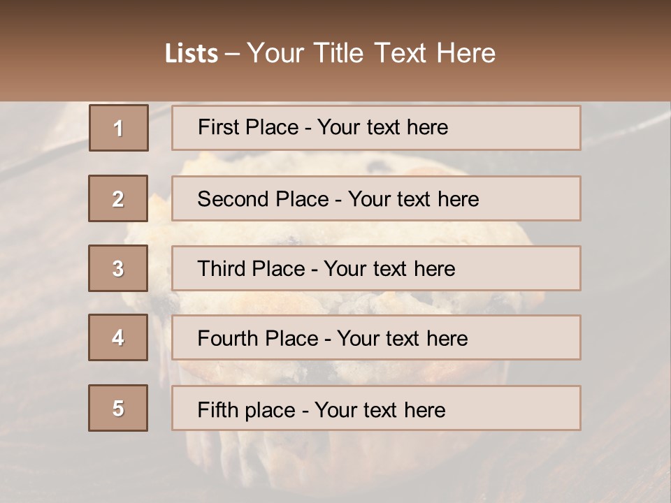 A Blueberry Muffin Sitting On Top Of A Wooden Table PowerPoint Template