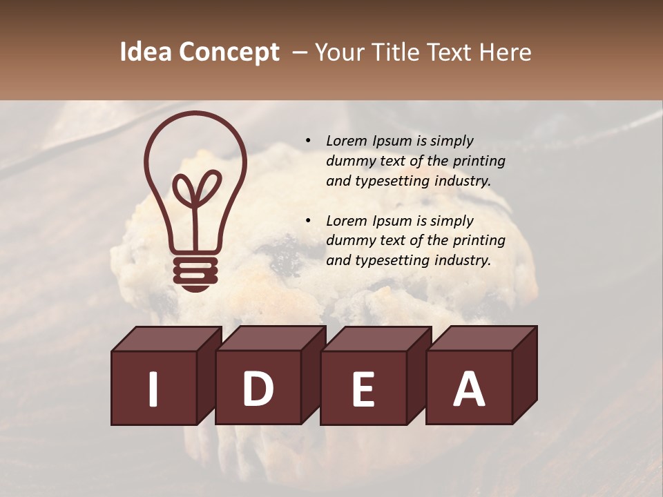 A Blueberry Muffin Sitting On Top Of A Wooden Table PowerPoint Template