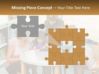 A Group Of Children Sitting Around A Table PowerPoint Template