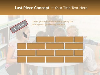 A Group Of Children Sitting Around A Table PowerPoint Template