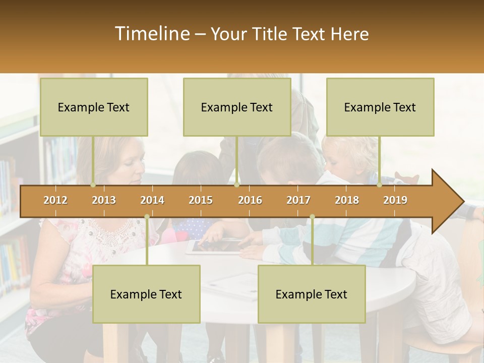 A Group Of Children Sitting Around A Table PowerPoint Template