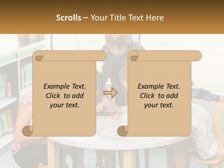 A Group Of Children Sitting Around A Table PowerPoint Template