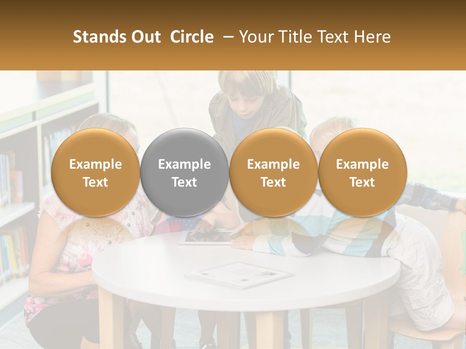 A Group Of Children Sitting Around A Table PowerPoint Template