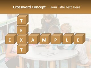 A Group Of Children Sitting Around A Table PowerPoint Template