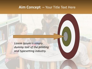 A Group Of Children Sitting Around A Table PowerPoint Template