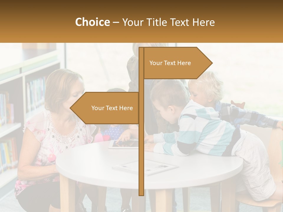 A Group Of Children Sitting Around A Table PowerPoint Template