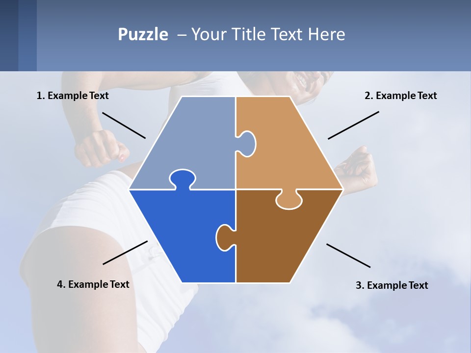 A Woman In A White Tank Top Is Jumping In The Air PowerPoint Template