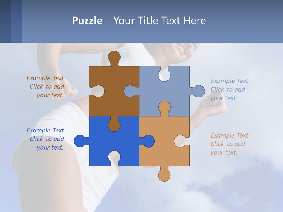 A Woman In A White Tank Top Is Jumping In The Air PowerPoint Template