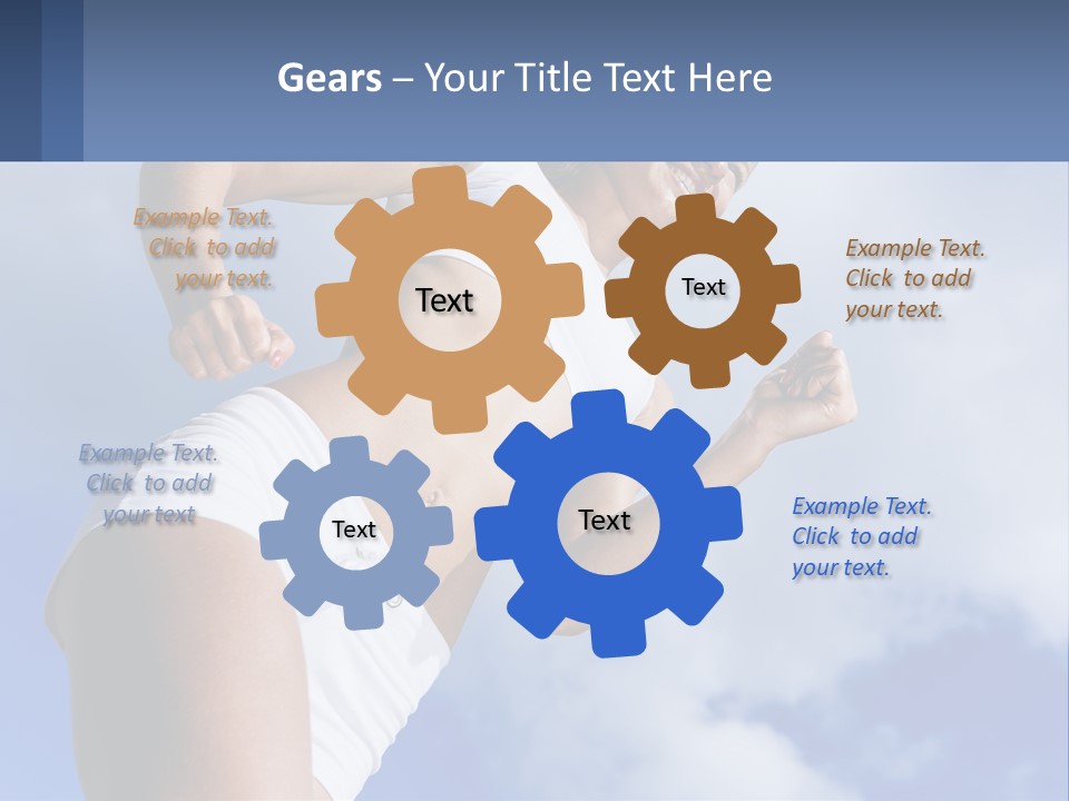 A Woman In A White Tank Top Is Jumping In The Air PowerPoint Template