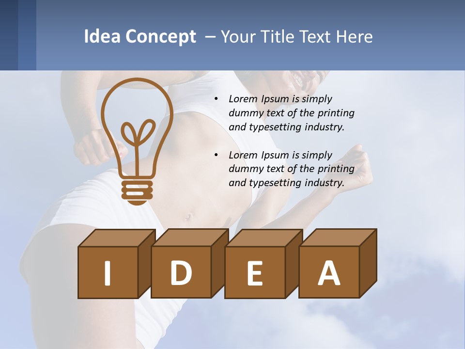 A Woman In A White Tank Top Is Jumping In The Air PowerPoint Template