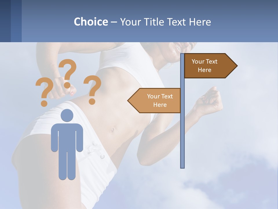 A Woman In A White Tank Top Is Jumping In The Air PowerPoint Template