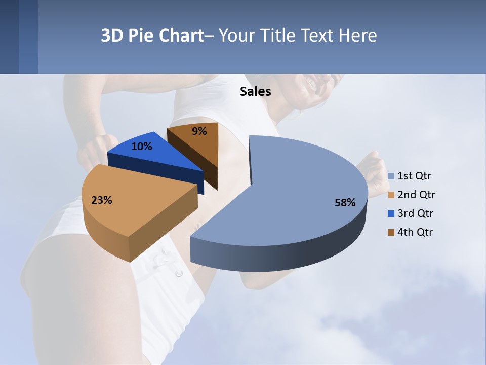 A Woman In A White Tank Top Is Jumping In The Air PowerPoint Template