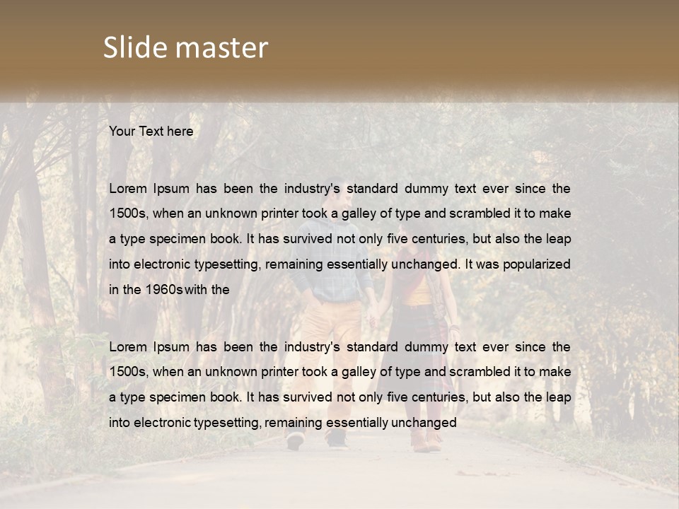 A Man And Woman Walking Down A Road Holding Hands PowerPoint Template