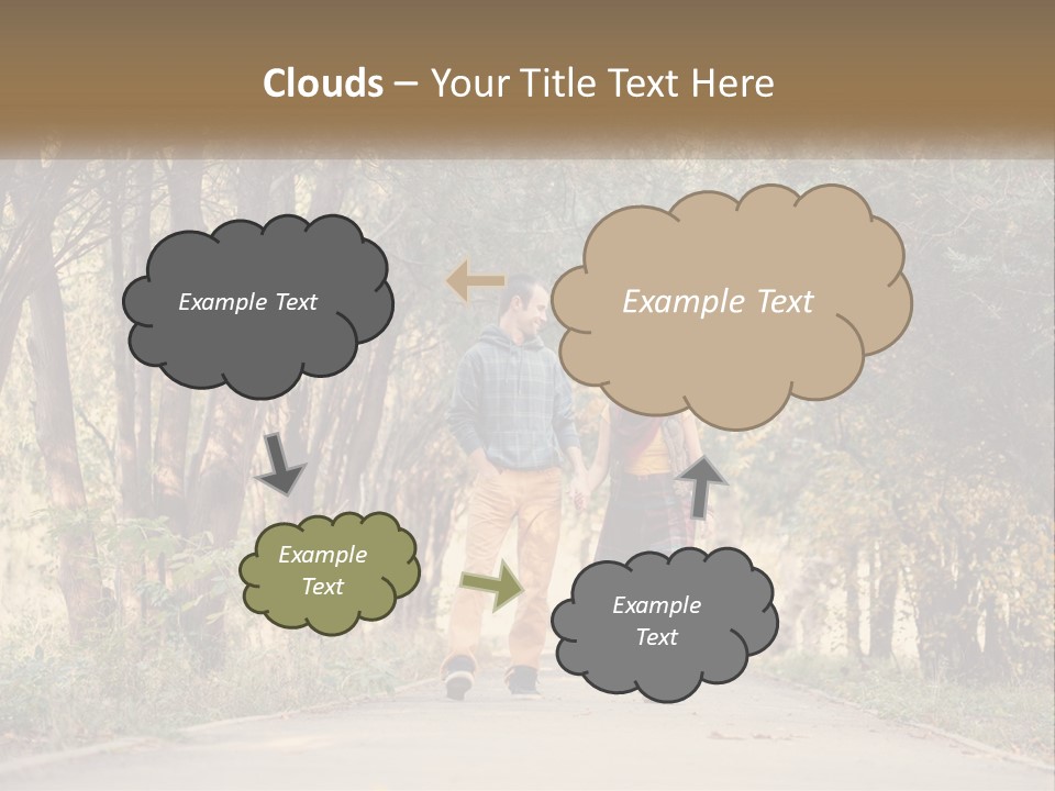 A Man And Woman Walking Down A Road Holding Hands PowerPoint Template