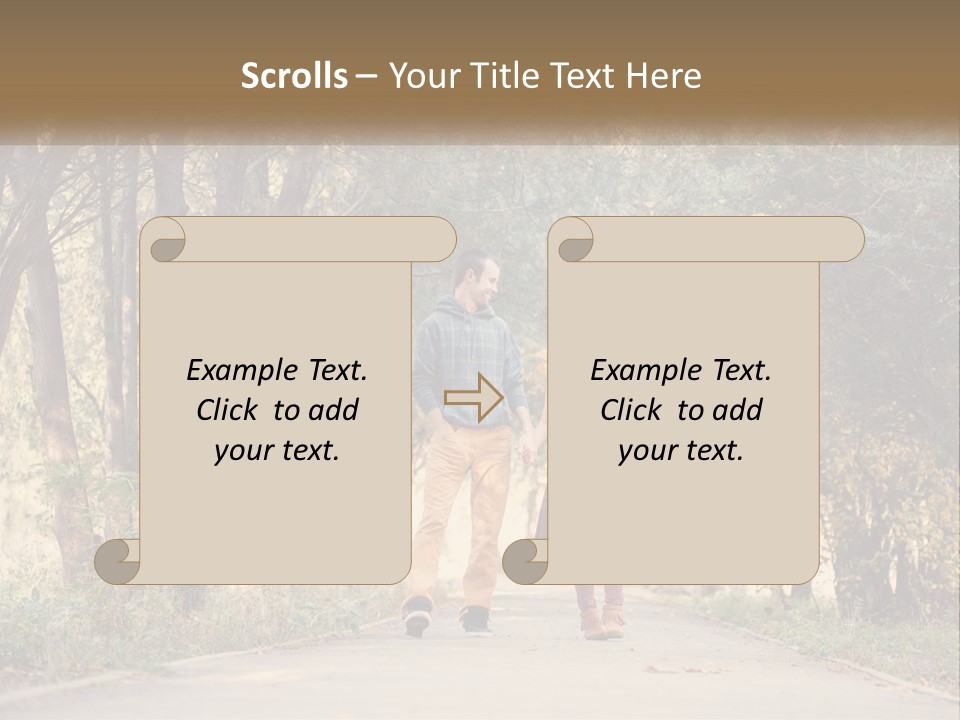 A Man And Woman Walking Down A Road Holding Hands PowerPoint Template