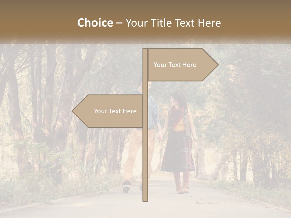 A Man And Woman Walking Down A Road Holding Hands PowerPoint Template