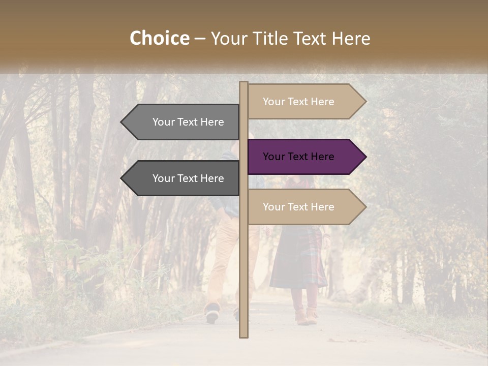 A Man And Woman Walking Down A Road Holding Hands PowerPoint Template