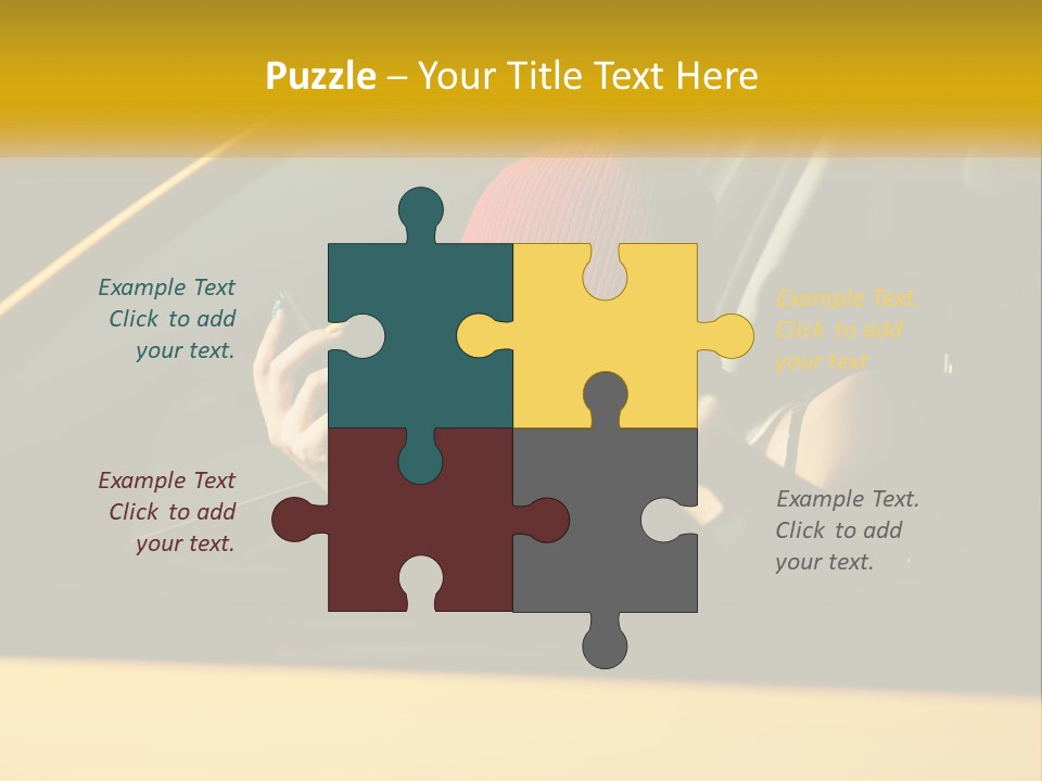 A Woman Driving A Car With A Cell Phone In Her Hand PowerPoint Template