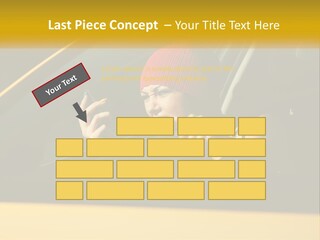 A Woman Driving A Car With A Cell Phone In Her Hand PowerPoint Template