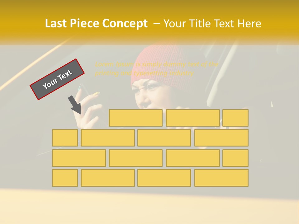 A Woman Driving A Car With A Cell Phone In Her Hand PowerPoint Template